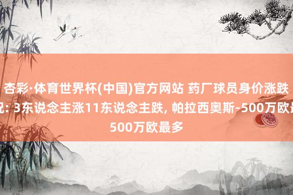 杏彩·体育世界杯(中国)官方网站 药厂球员身价涨跌情况: 3东说念主涨11东说念主跌， 帕拉西奥斯-500万欧最多