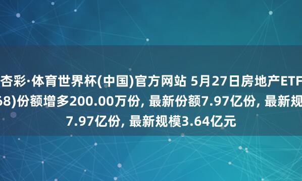 杏彩·体育世界杯(中国)官方网站 5月27日房地产ETF银华(159768)份额增多200.00万份， 最新份额7.97亿份， 最新规模3.64亿元