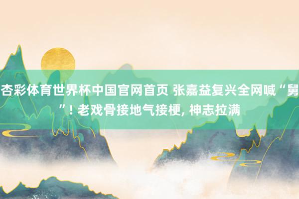 杏彩体育世界杯中国官网首页 张嘉益复兴全网喊“舅”! 老戏骨接地气接梗， 神志拉满