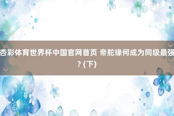 杏彩体育世界杯中国官网首页 帝舵缘何成为同级最强? (下)