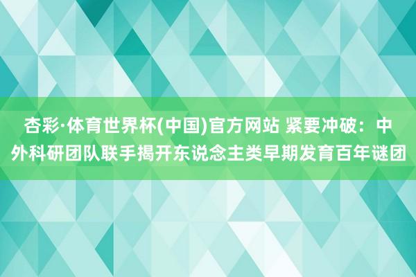 杏彩·体育世界杯(中国)官方网站 紧要冲破：中外科研团队联手揭开东说念主类早期发育百年谜团