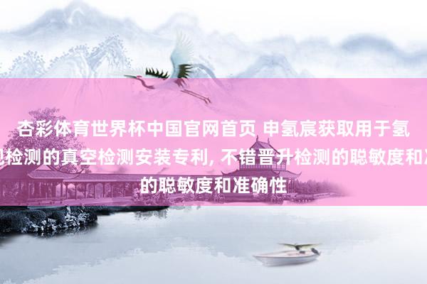 杏彩体育世界杯中国官网首页 申氢宸获取用于氢气浮现检测的真空检测安装专利， 不错晋升检测的聪敏度和准确性