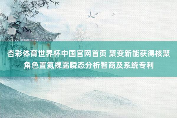 杏彩体育世界杯中国官网首页 聚变新能获得核聚角色置氦裸露瞬态分析智商及系统专利