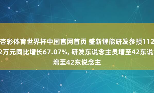 杏彩体育世界杯中国官网首页 盛新锂能研发参预1123.32万元同比增长67.07%， 研发东说念主员增至42东说念主