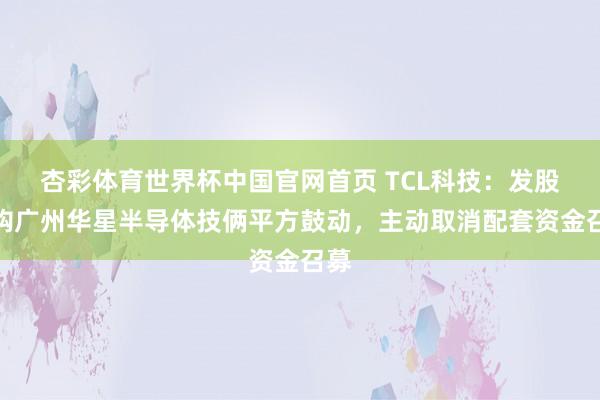 杏彩体育世界杯中国官网首页 TCL科技：发股收购广州华星半导体技俩平方鼓动，主动取消配套资金召募