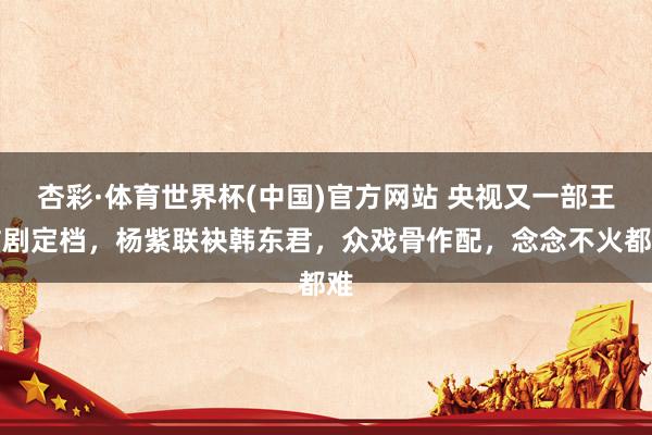 杏彩·体育世界杯(中国)官方网站 央视又一部王炸剧定档，杨紫联袂韩东君，众戏骨作配，念念不火都难