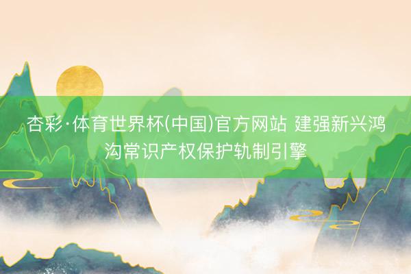 杏彩·体育世界杯(中国)官方网站 建强新兴鸿沟常识产权保护轨制引擎