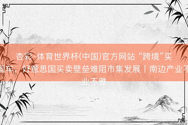 杏彩·体育世界杯(中国)官方网站 “跨境”买中国车,好意思国买卖壁垒难阻市集发展丨南边产业不雅