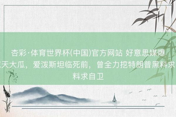 杏彩·体育世界杯(中国)官方网站 好意思媒爆出惊天大瓜,爱泼斯坦临死前,曾全力挖特朗普黑料求自卫